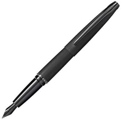 Cross Atx Caneta estilográfica com espessura média, cor preta escovada Cross Atx Caneta estilográfica com espessura média, cor preta escovada