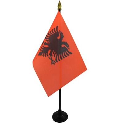 AZ FLAG Bandeira de mesa da Albânia 15 x 10 cm bandeira de despacho ALBANA 10 x 15 cm ponta dourada AZ FLAG Bandeira de mesa da Albânia 15 x 10 cm bandeira de despacho ALBANA 10 x 15 cm ponta dourada