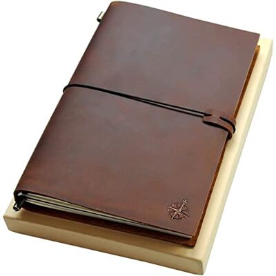WANDERINGS Diário de couro grande caderno de viagem recarregável grande perfeito para escrever, desenhar, álbuns de recortes, presentes para homens, mulheres, viajantes, inserções em branco 19 x 28,5 cm WANDERINGS Diário de couro grande caderno de viagem recarregável grande perfeito para escrever, desenhar, álbuns de recortes, presentes para homens, mulheres, viajantes, inserções em branco 19 x 28,5 cm