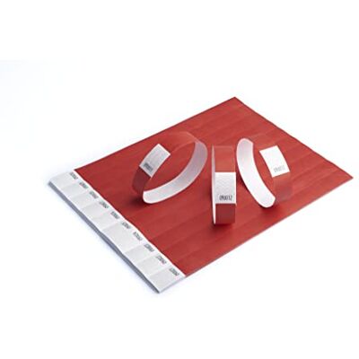 IBOO 100 pulseiras para eventos, festas, festivais, pulseiras coloridas de papel de 19 mm para eventos de festas. À prova de rasgões (vermelho) IBOO 100 pulseiras para eventos, festas, festivais, pulseiras coloridas de papel de 19 mm para eventos de festas. À prova de rasgões (vermelho)