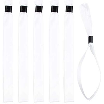 IBOO 100 pulseiras brancas de tecido fita de cetim pulseiras descartáveis de identificação e segurança para eventos, festas, fecho de plástico unidirecional IBOO 100 pulseiras brancas de tecido fita de cetim pulseiras descartáveis de identificação e segurança para eventos, festas, fecho de plástico unidirecional