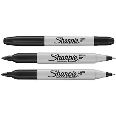 Sharpie Marcadores permanentes de ponta dupla, tinta preta, embalagem de 3, pontas finas e ultrafinas Sharpie Marcadores permanentes de ponta dupla, tinta preta, embalagem de 3, pontas finas e ultrafinas