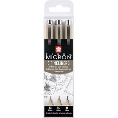 SAKURA Estojo de marcadores Pigma Micron tinta preta, 3 marcadores 0,3 mm 0,4 mm 0,5 mm impermeável permanente resistente ao desbotamento pH neutro ideal para desenhos técnicos e artísticos SAKURA Estojo de marcadores Pigma Micron tinta preta, 3 marcadores 0,3 mm 0,4 mm 0,5 mm impermeável permanente resistente ao desbotamento pH neutro ideal para desenhos técnicos e artísticos