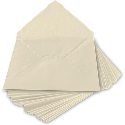 WANDERINGS Envelopes Creme/Marfim Feitos À Mão Com Borda Canaletada 15x23 cm / 6,25x9,25" Pacote De 25 Para Anúncios, Convites De Casamento, Cartões Comemorativos, Artesanato Espessura 150 GSM WANDERINGS Envelopes Creme/Marfim Feitos À Mão Com Borda Canaletada 15x23 cm / 6,25x9,25" Pacote De 25 Para Anúncios, Convites De Casamento, Cartões Comemorativos, Artesanato Espessura 150 GSM