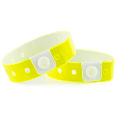 IBOO 100 pulseiras de plástico vinil amarelo néon para eventos festivais, ideais para a segurança 25 x 1,6 cm IBOO 100 pulseiras de plástico vinil amarelo néon para eventos festivais, ideais para a segurança 25 x 1,6 cm