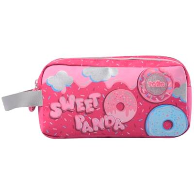 TOTTO Estojo escolar de dois compartimentos, modelo Sweet Panda, estojo grande, dimensões 23 x 12 x 8,5 cm, pega lateral, com identificador na parte posterior, compacto e resistente, cor rosa TOTTO Estojo escolar de dois compartimentos, modelo Sweet Panda, estojo grande, dimensões 23 x 12 x 8,5 cm, pega lateral, com identificador na parte posterior, compacto e resistente, cor rosa