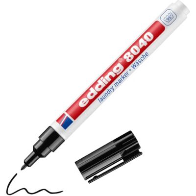 Edding 8040 marcador têxtil preto 1 marcador para roupa ponta redonda de 1 mm marcador para etiquetar peças, resistente a lavagens de até 95 graus Celsius Edding 8040 marcador têxtil preto 1 marcador para roupa ponta redonda de 1 mm marcador para etiquetar peças, resistente a lavagens de até 95 graus Celsius