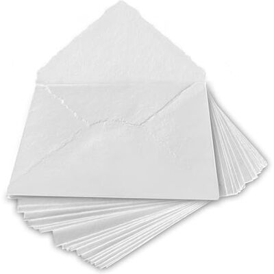 WANDERINGS Envelope branco feito à mão com borda áspero 13 x 18 cm, embalagem de 25 para anúncios, convites de casamento, cartões de felicitações, artesanato grosso 150 GSM WANDERINGS Envelope branco feito à mão com borda áspero 13 x 18 cm, embalagem de 25 para anúncios, convites de casamento, cartões de felicitações, artesanato grosso 150 GSM