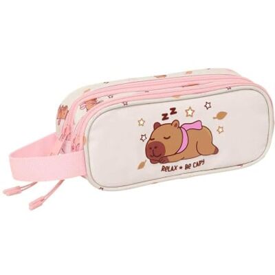 Safta Plumier Triple Capibara 37 peças, estojo escolar organizador com 3 compartimentos e fecho, inclui marcadores, 16 lápis, régua e semicírculo, rosa, medidas 12,5 x 5,5 cm, Estojo duplo Capibara Safta Plumier Triple Capibara 37 peças, estojo escolar organizador com 3 compartimentos e fecho, inclui marcadores, 16 lápis, régua e semicírculo, rosa, medidas 12,5 x 5,5 cm, Estojo duplo Capibara