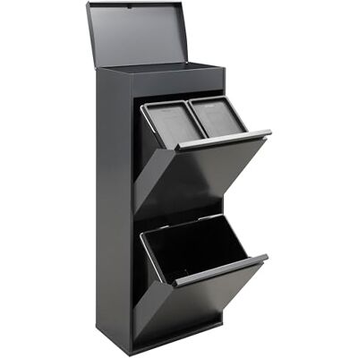 Arregui Top Caixote para Lixo e Reciclagem de 3 Compartimentos com Gaveta Superior 11+11+23 L (45 L) com Cubas para Recipientes e Orgânico Contenedores de Reciclagem de Cozinha Arregui Top Caixote para Lixo e Reciclagem de 3 Compartimentos com Gaveta Superior 11+11+23 L (45 L) com Cubas para Recipientes e Orgânico Contenedores de Reciclagem de Cozinha