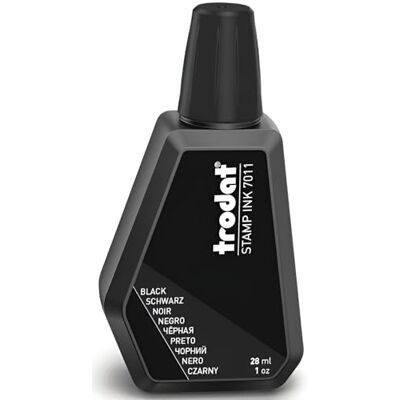 Trodat 7011 Garrafa de tinta preta para encher almofadas ou almofadas (28 ml), tinta à base de água para selar documentos, impressões limpas e nítidas, tampa dobrável Trodat 7011 Garrafa de tinta preta para encher almofadas ou almofadas (28 ml), tinta à base de água para selar documentos, impressões limpas e nítidas, tampa dobrável