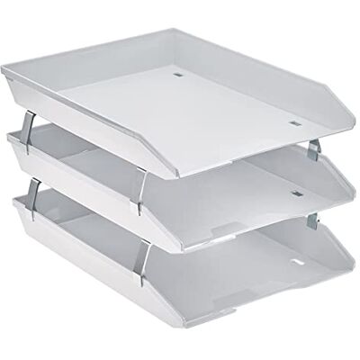 Acrimet Facility bandeja organizadora para cartas de carga frontal de 3 níveis, A4 (plástico) (cor branca) Acrimet Facility bandeja organizadora para cartas de carga frontal de 3 níveis, A4 (plástico) (cor branca)