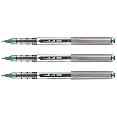 Uni-Ball L EYE UB157 Conjunto de 3 canetas de tinta líquida de ponta média, 0,7 mm, cor verde Uni-Ball L EYE UB157 Conjunto de 3 canetas de tinta líquida de ponta média, 0,7 mm, cor verde