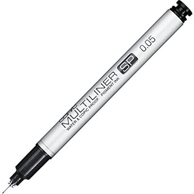 Copic Multiliner SP 0,05 mm, preto, marcador fino de alumínio com ponta fina e tinta pigmentada resistente à água Copic Multiliner SP 0,05 mm, preto, marcador fino de alumínio com ponta fina e tinta pigmentada resistente à água