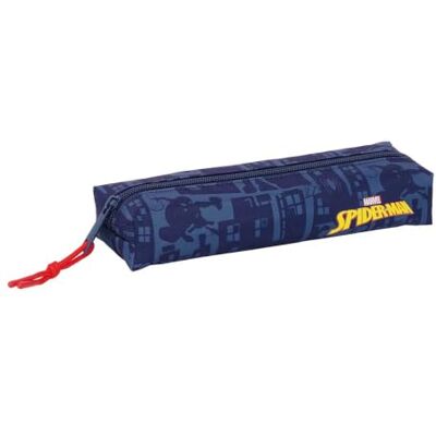 Safta Estojo escolar retangular Spider-Man, de 22 cm, com borracha elástica traseira, suporte de papel para encaixar a caderno ou pasta, 1 compartimento com fecho de correr, criança, medidas 22 x 7 x Safta Estojo escolar retangular Spider-Man, de 22 cm, com borracha elástica traseira, suporte de papel para encaixar a caderno ou pasta, 1 compartimento com fecho de correr, criança, medidas 22 x 7 x