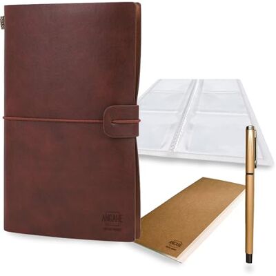 ANGAHE creating moments Diário de viagem vintage para adultos caderno de viagem e agenda pessoal inclui substituição de folhas estilo antigo, porta-cartões para passaporte e caneta esferográfica. Cuaderno de viaje A5 estilo cuero con tarjetero para ANGAHE creating moments Diário de viagem vintage para adultos caderno de viagem e agenda pessoal inclui substituição de folhas estilo antigo, porta-cartões para passaporte e caneta esferográfica. Cuaderno de viaje A5 estilo cuero con tarjetero para