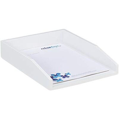 Relaxdays , Bandeja branca para cartas, empilhável, DIN A4, organizador de escritório, bambu, 6,5 x 25 x 33,5 cm Relaxdays , Bandeja branca para cartas, empilhável, DIN A4, organizador de escritório, bambu, 6,5 x 25 x 33,5 cm