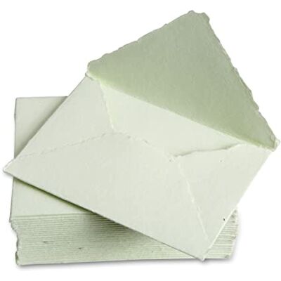 WANDERINGS Envelopes verdes grossos feitos à mão com borda irregular, 11 x 16 cm, embalagem de 25 – para anúncios, convites de casamento, reserva de datas, trabalhos manuais, Baby Shower, 250 GSM WANDERINGS Envelopes verdes grossos feitos à mão com borda irregular, 11 x 16 cm, embalagem de 25 – para anúncios, convites de casamento, reserva de datas, trabalhos manuais, Baby Shower, 250 GSM