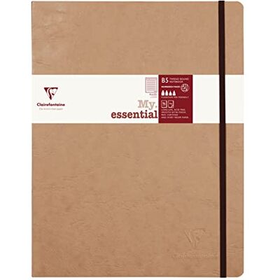 Clairefontaine Age Bag Collection Um caderno elástico costurado My. Essential tabaco B5 19 x 25 cm, 192 páginas às riscas e numeradas, papel de parede de 90 g Clairefontaine Age Bag Collection Um caderno elástico costurado My. Essential tabaco B5 19 x 25 cm, 192 páginas às riscas e numeradas, papel de parede de 90 g