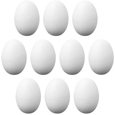 Ideen mit Herz Ovos de poliestireno, embalagem de 10 unidades, 4,5 cm de altura, diâmetro aprox. 3 cm, espaços em branco para trabalhos manuais Ideen mit Herz Ovos de poliestireno, embalagem de 10 unidades, 4,5 cm de altura, diâmetro aprox. 3 cm, espaços em branco para trabalhos manuais