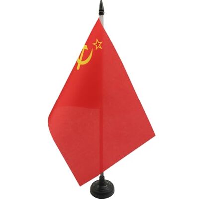 AZ FLAG Bandeira de mesa URSS 21 x 14 cm poliéster 100D base de plástico AZ FLAG Bandeira de mesa URSS 21 x 14 cm poliéster 100D base de plástico