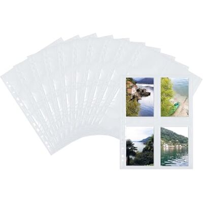 HERMA capas para fotos, 250 unidades, 9 x 13 cm, 4 compartimentos divididos, podem ser equipadas nos dois lados, capas para fotos, capas para cartões postais, capas para folhetos com HERMA capas para fotos, 250 unidades, 9 x 13 cm, 4 compartimentos divididos, podem ser equipadas nos dois lados, capas para fotos, capas para cartões postais, capas para folhetos com