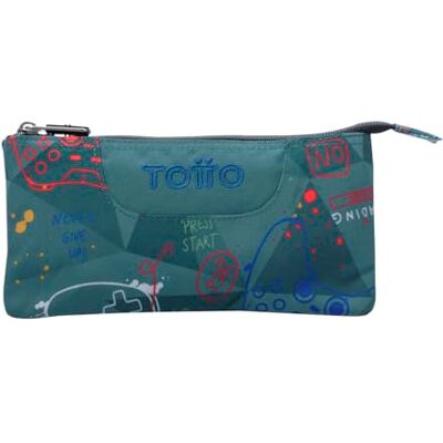 TOTTO Estojo escolar de 3 compartimentos, modelo de placa, estojo grande, dimensões 22 x 11 x 3,5 cm, um fecho, tecido resistente e repelente a líquidos, adesivos estampados, cinzento, Estojo TOTTO Estojo escolar de 3 compartimentos, modelo de placa, estojo grande, dimensões 22 x 11 x 3,5 cm, um fecho, tecido resistente e repelente a líquidos, adesivos estampados, cinzento, Estojo