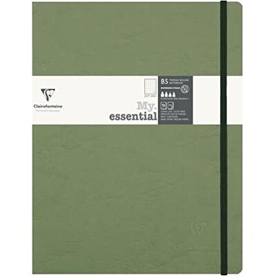 Clairefontaine My.Essential Age Bag Caderno de notas (19 x 25 cm, com encadernação de fio, 96 folhas numeradas, pontos/quadrado, papel marfim 90 g), cor verde Clairefontaine My.Essential Age Bag Caderno de notas (19 x 25 cm, com encadernação de fio, 96 folhas numeradas, pontos/quadrado, papel marfim 90 g), cor verde