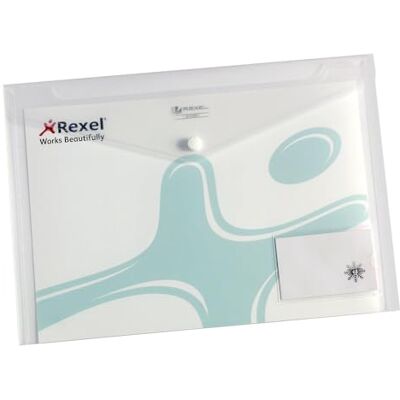 Rexel conjunto de 5 envelopes com fecho ICE DIN A4 com bolso cartão cor transparente Rexel conjunto de 5 envelopes com fecho ICE DIN A4 com bolso cartão cor transparente