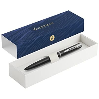 Waterman -Allure: Caneta de laca preta mate, atributos cromados, mecanismo de pressão na sua caixa Waterman -Allure: Caneta de laca preta mate, atributos cromados, mecanismo de pressão na sua caixa
