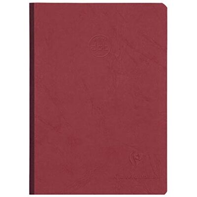 Clairefontaine Caderno cosido com encadernação de tecido, cor vermelho, A5, 14,8 x 21 cm, 192 páginas DOT, papel branco, 90 g, capa para cartão escovado, grão de couro, coleção Age Bag Clairefontaine Caderno cosido com encadernação de tecido, cor vermelho, A5, 14,8 x 21 cm, 192 páginas DOT, papel branco, 90 g, capa para cartão escovado, grão de couro, coleção Age Bag
