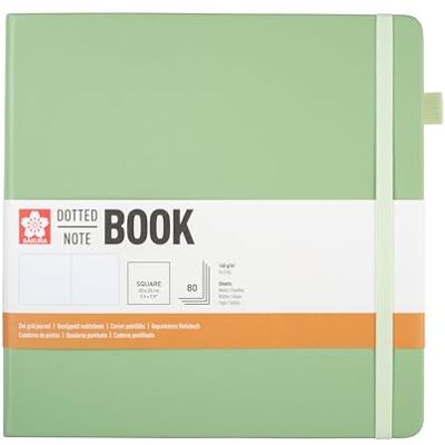 SAKURA Caderno de capa dura com pontos de pátina pálida, 80 folhas de papel certificado FSC, diário de grade de pontos, fecho elástico, bolso extra, 20 x 20 cm SAKURA Caderno de capa dura com pontos de pátina pálida, 80 folhas de papel certificado FSC, diário de grade de pontos, fecho elástico, bolso extra, 20 x 20 cm