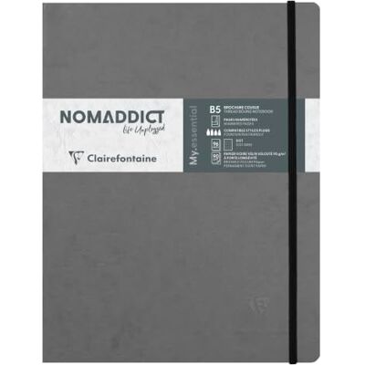Clairefontaine Collection Age Bag – Caderno elástico costurado cinzento, B5, 19 x 25 cm, 192 páginas numeradas DOT, papel marfim 90 g, capa para cartão escovado em grão de pele Clairefontaine Collection Age Bag – Caderno elástico costurado cinzento, B5, 19 x 25 cm, 192 páginas numeradas DOT, papel marfim 90 g, capa para cartão escovado em grão de pele