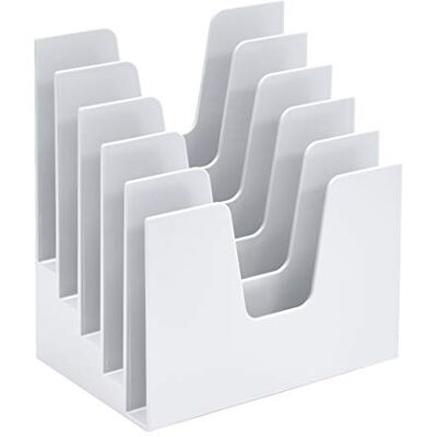 Acrimet Classificador de arquivos e porta-documentos para escritório ou casa, 5 separadores inclinado em plástico resistente (cor branca) Acrimet Classificador de arquivos e porta-documentos para escritório ou casa, 5 separadores inclinado em plástico resistente (cor branca)