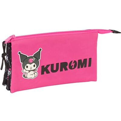 safta Kuromi Suporte triplo para crianças, estojo infantil, ideal para crianças na idade escolar, confortável e versátil, qualidade e resistência, 22 x 3 x 12 cm safta Kuromi Suporte triplo para crianças, estojo infantil, ideal para crianças na idade escolar, confortável e versátil, qualidade e resistência, 22 x 3 x 12 cm