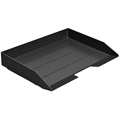 Acrimet Bandeja de mesa empilhabile, carga lateral, porta-documentos A4, organizador de cartas de escritório, plástico (cor preta) (1 unidade) Acrimet Bandeja de mesa empilhabile, carga lateral, porta-documentos A4, organizador de cartas de escritório, plástico (cor preta) (1 unidade)