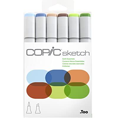 Copic Sketch Set «Earth Essentials», 6 marcadores duplos com ponta média e ponta do pincel. Copic Sketch Set «Earth Essentials», 6 marcadores duplos com ponta média e ponta do pincel.