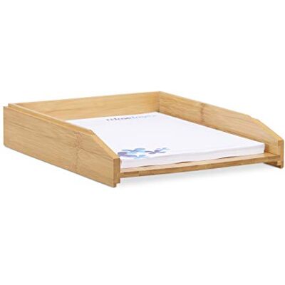 Relaxdays Bandeja de correio, empilhável, DIN A4, organizador de secretária, bambu, 6 x 25 x 33 cm, castanho Relaxdays Bandeja de correio, empilhável, DIN A4, organizador de secretária, bambu, 6 x 25 x 33 cm, castanho