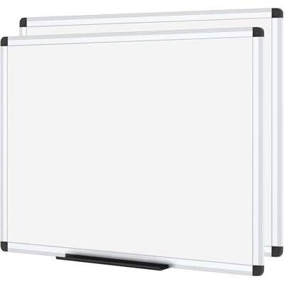 VIZ-PRO Quadro branco magnético de parede, 120 x 90 cm, conjunto de 2 Com bandeja para marcadores. Ideal para escritório, escola e casa. Montagem na parede, horizontal ou vertical VIZ-PRO Quadro branco magnético de parede, 120 x 90 cm, conjunto de 2 Com bandeja para marcadores. Ideal para escritório, escola e casa. Montagem na parede, horizontal ou vertical