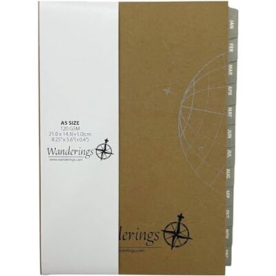WANDERINGS Inserções de agenda calendário 2026/27 cor marfim recarga grossa de calendário mensal e semanal para planeador de anéis A5 de 6 aros, compatível com Filofax 21 cm x 14,2 cm WANDERINGS Inserções de agenda calendário 2026/27 cor marfim recarga grossa de calendário mensal e semanal para planeador de anéis A5 de 6 aros, compatível com Filofax 21 cm x 14,2 cm