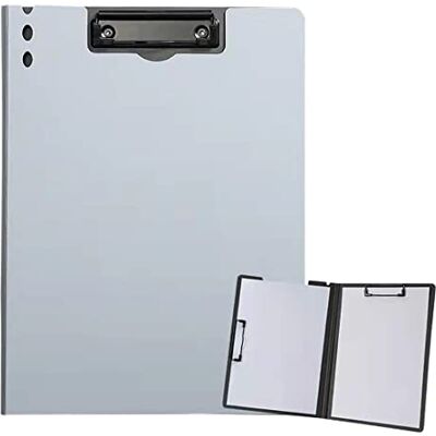 ZMREN Porta-papéis de plástico, prancheta de tamanho padrão A4, prancheta com grampo, com clipe duplo, para trabalhadores de escritório, estudantes, professores (31,5 cm x 22,5 cm), cinzento prateado ZMREN Porta-papéis de plástico, prancheta de tamanho padrão A4, prancheta com grampo, com clipe duplo, para trabalhadores de escritório, estudantes, professores (31,5 cm x 22,5 cm), cinzento prateado