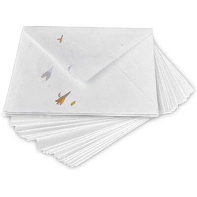 WANDERINGS Envelopes brancos feitos à mão com pétalas de flores reais 11 x 16 cm pacote de 25 para anúncios, convites de casamento, cartões de felicitações, artesanato grosso 150 GSM WANDERINGS Envelopes brancos feitos à mão com pétalas de flores reais 11 x 16 cm pacote de 25 para anúncios, convites de casamento, cartões de felicitações, artesanato grosso 150 GSM