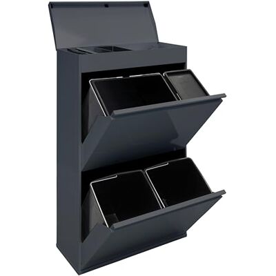 Arregui Top CR624-B2 Balde de Lixo e Reciclagem de 4 Compartimentos com Gaveta Superior 23+11+17+17 L (68 L) com Cubas para Recipientes e Orgânico Contendores de Reciclagem de Cozinha Arregui Top CR624-B2 Balde de Lixo e Reciclagem de 4 Compartimentos com Gaveta Superior 23+11+17+17 L (68 L) com Cubas para Recipientes e Orgânico Contendores de Reciclagem de Cozinha