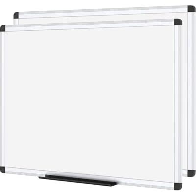 VIZ-PRO Ardósia branca magnética de parede 90 x 60 cm, conjunto de 2 Com bandeja para marcadores, ideal para escritório, escola e casa, montagem na parede, horizontal ou vertical VIZ-PRO Ardósia branca magnética de parede 90 x 60 cm, conjunto de 2 Com bandeja para marcadores, ideal para escritório, escola e casa, montagem na parede, horizontal ou vertical