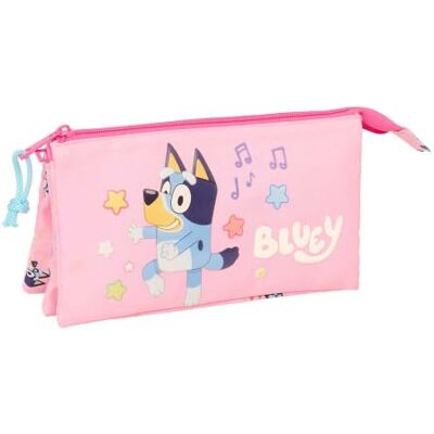 Safta Plumier redondo Bluey de 18 peças, suporte para crianças com fecho de correr e organizador interior, inclui 8 marcadores grandes, 6 cores, lápis de luz, medidas 21 x 3,5 cm, estojo escolar Safta Plumier redondo Bluey de 18 peças, suporte para crianças com fecho de correr e organizador interior, inclui 8 marcadores grandes, 6 cores, lápis de luz, medidas 21 x 3,5 cm, estojo escolar