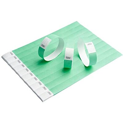 IBOO 100 pulseiras para eventos, festas, festivais, pulseiras coloridas de papel de 19 mm para eventos de festas. À prova de rasgões (Aqua) IBOO 100 pulseiras para eventos, festas, festivais, pulseiras coloridas de papel de 19 mm para eventos de festas. À prova de rasgões (Aqua)