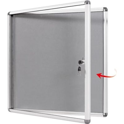 S SWANCROWN Swansea Quadro de avisos de tecido, vitrina de parede fechada com moldura de alumínio, cinzento, 67 x 72 cm (6 x A4) S SWANCROWN Swansea Quadro de avisos de tecido, vitrina de parede fechada com moldura de alumínio, cinzento, 67 x 72 cm (6 x A4)