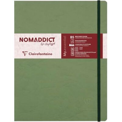 Clairefontaine Collection Age Bag An Elasticated Notebook costurado My.Essential Green B5 19 x 25 cm, 192 páginas listadas e numeradas, papel marfim de 90 g Clairefontaine Collection Age Bag An Elasticated Notebook costurado My.Essential Green B5 19 x 25 cm, 192 páginas listadas e numeradas, papel marfim de 90 g