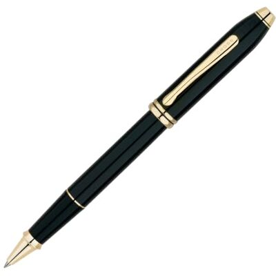 Cross Townsend Caneta de Tinta Gel, Laca Preta/Banhado a Ouro 23 KT Cross Townsend Caneta de Tinta Gel, Laca Preta/Banhado a Ouro 23 KT