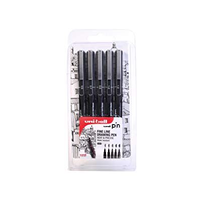 Uni-Ball Uni-PIN Conjunto de canetas de linha fina, 5 pinças, tinta preta, tamanhos variados de ponta de 0,6 mm, 0,7 mm, 0,9 mm, 1,0 mm, 1,2 mm Uni-Ball Uni-PIN Conjunto de canetas de linha fina, 5 pinças, tinta preta, tamanhos variados de ponta de 0,6 mm, 0,7 mm, 0,9 mm, 1,0 mm, 1,2 mm